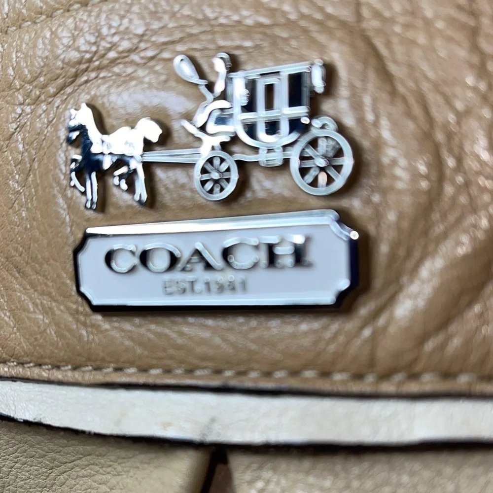 Coach Beige Leather Shoulder Bag with Long Strap Unique Coach Bag